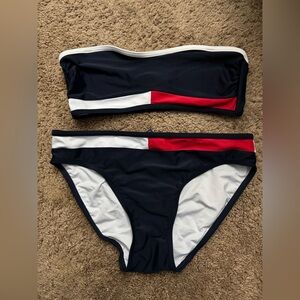 Tommy Hilfiger Navy and Red Bikini